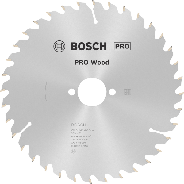 BOSCH Pro Wood 190x30 mm 36 Diş Ahşap Daire Testere Bıçağı