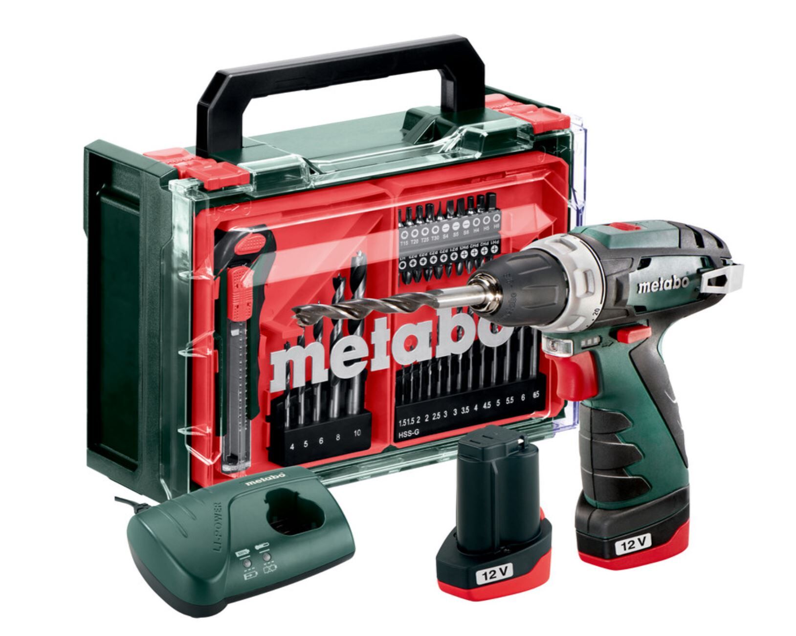 METABO PowerMaxx BS Şarjlı Matkap 12 Volt + 41 Parça Aksesuar Seti  600080710