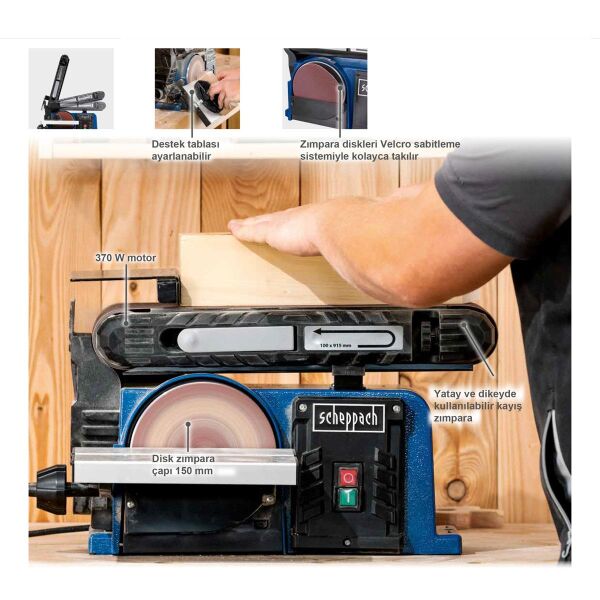 SCHEPPACH Bts 900 Bant Ve Disk Zımpara Makinası 370 Watt