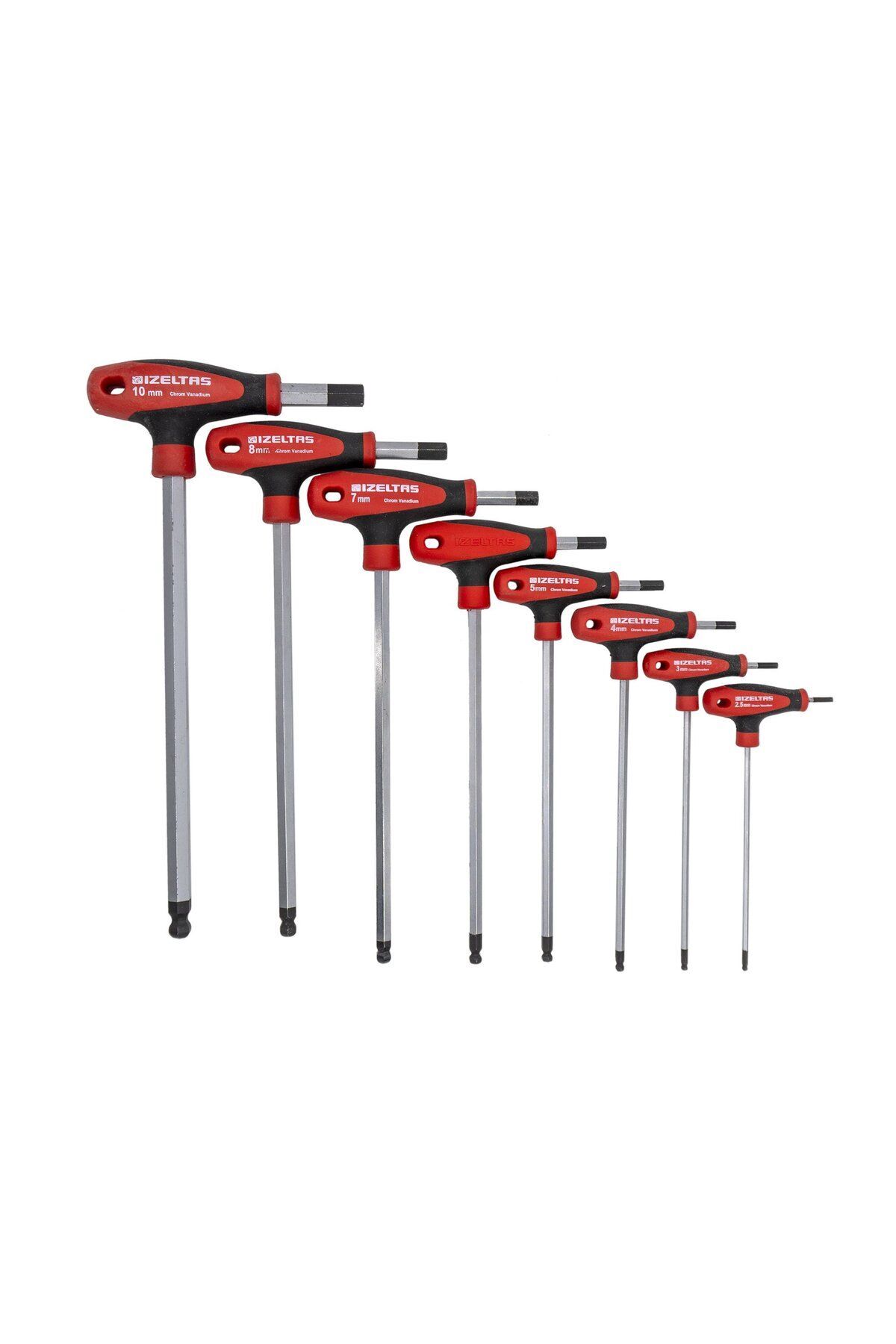 İzeltaş- T Tipi Yuvarlak Başlı Allen Anahtar Takımı 8 Parça