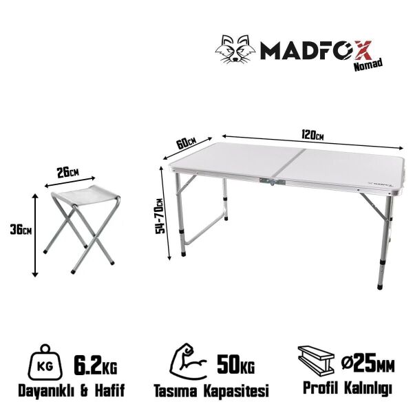 MADFOX Nomad Duo Tabureli Katlanabilir Kamp Masa Seti