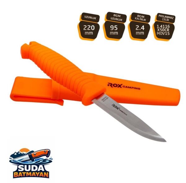 Rox Camping 0370 Suda Batmayan Paslanmaz Çelik Kamp Bıçağı