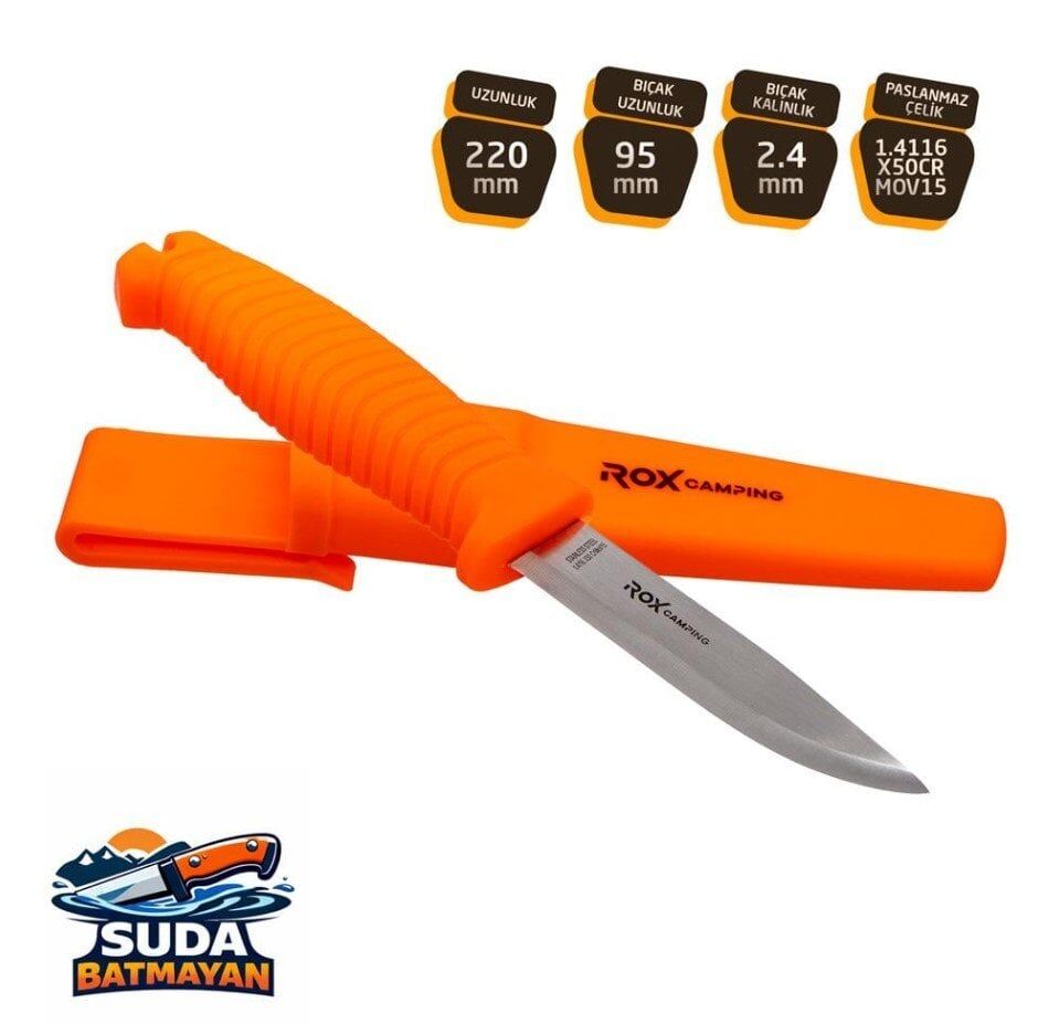 Rox Camping 0370 Suda Batmayan Paslanmaz Çelik Kamp Bıçağı
