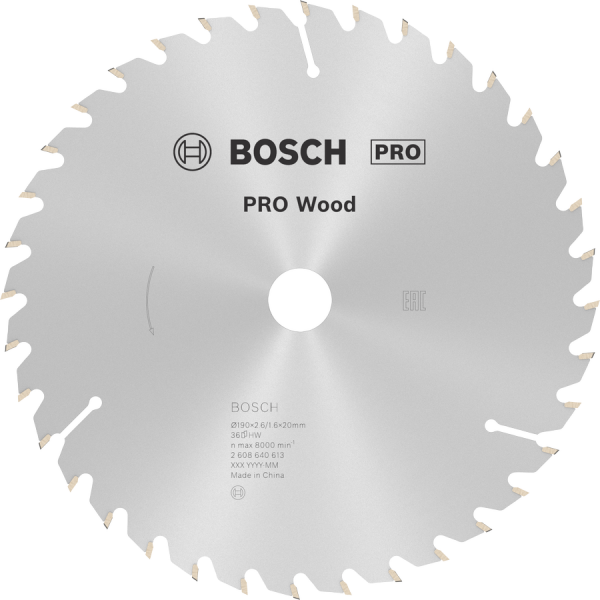 BOSCH Pro Wood 190x20 mm 36 Diş Ahşap Daire Testere Bıçağı