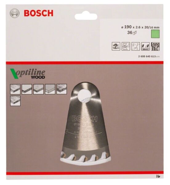 BOSCH Pro Wood 190x20 mm 36 Diş Ahşap Daire Testere Bıçağı