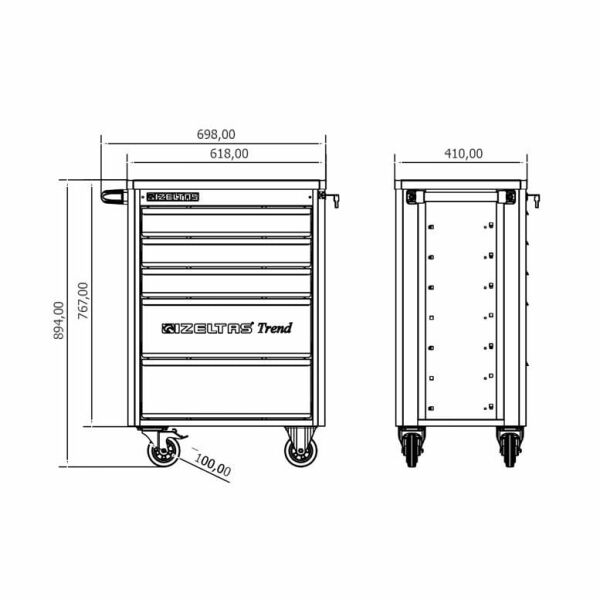 İzeltaş- Trend Serisi Takım Dolabı 5 Çekmeceli Kırmızı (Dolu - 93) - 8244005096