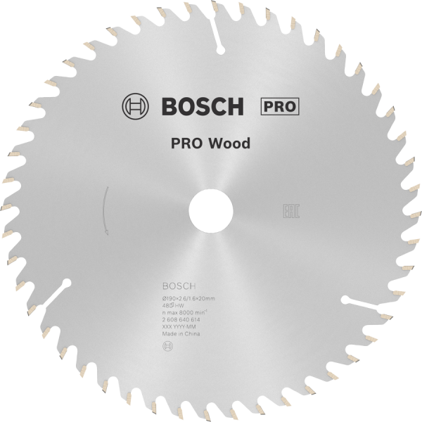 BOSCH Pro Wood 190x20 mm 48 Diş Ahşap Daire Testere Bıçağı