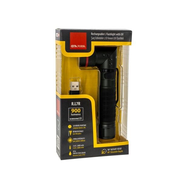 CETA R.L7R Şarjlı Uv Özellikli El Feneri 900 Lümen (Focus Özellikli)