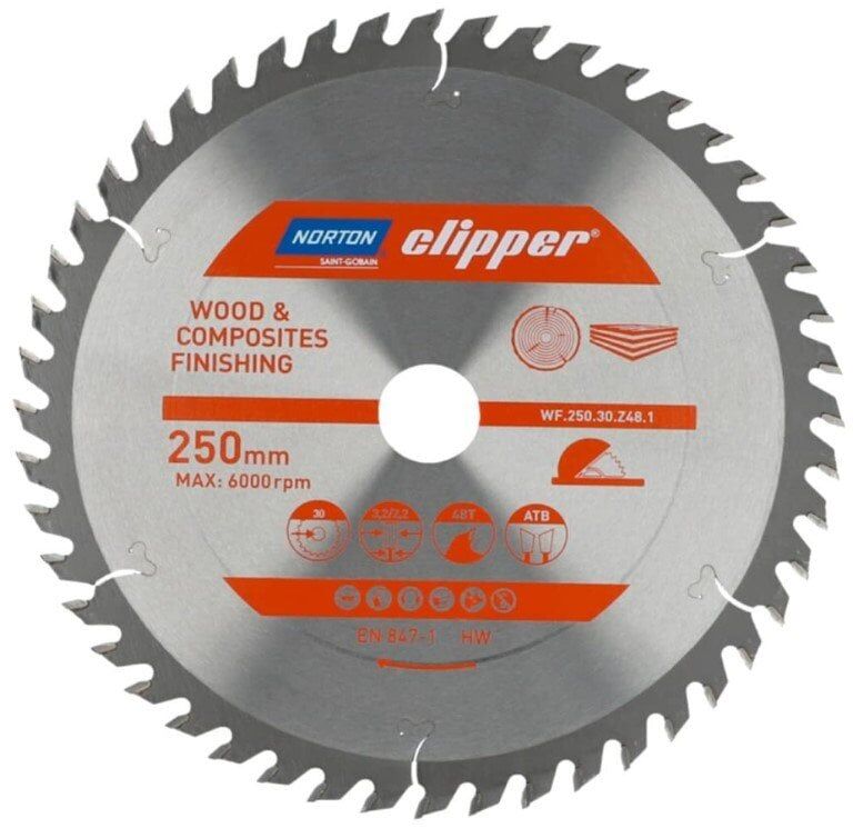 NORTON Clipper TCT Ağaç Elmas Testere 250x30 48 Diş