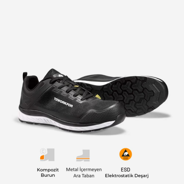 TOWORKFOR SUPER SET BLACK S1P SRC ESD 43 Numara İş Ayakkabısı