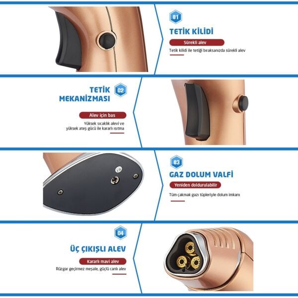 ROX Camping Üç Alev Çıkışlı Bütan Gazlı Kamp Pürmüzü (153BS830)