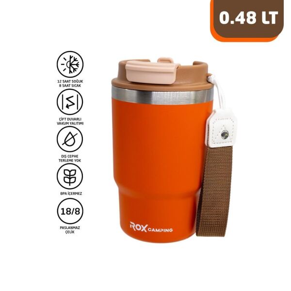 ROX Camping Pipetli Termos 0.48 Litre  - Turuncu (153CAMP0195)