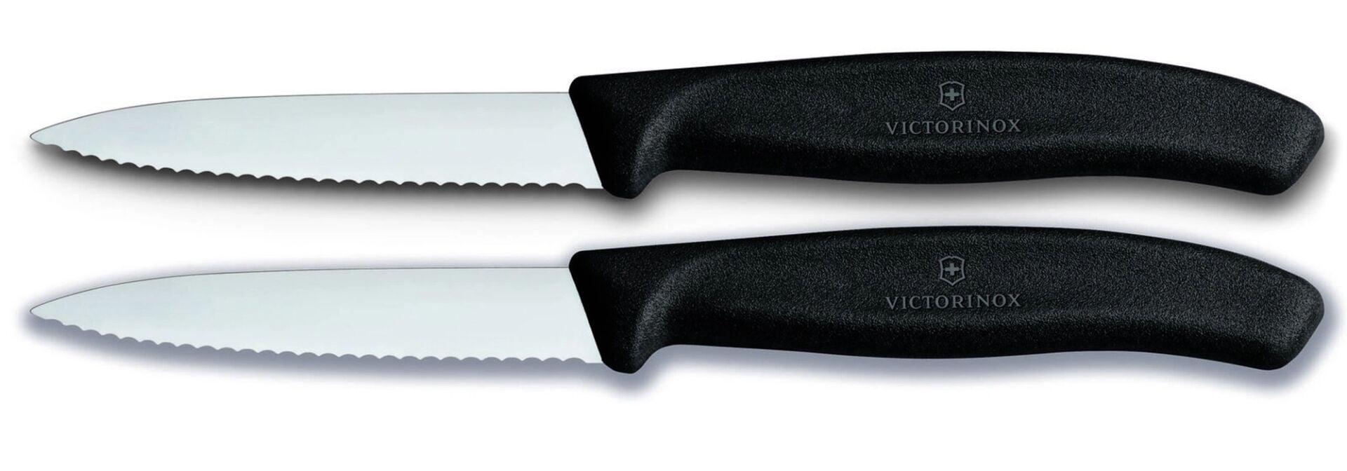 VICTORINOX 6.7633.B 8cm Siyah 2li Tırtıklı Soyma Bıçağı, Blisterli Paket