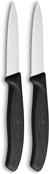 VICTORINOX 6.7633.B 8cm Siyah 2li Tırtıklı Soyma Bıçağı, Blisterli Paket