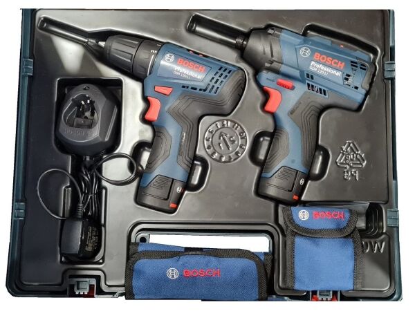 BOSCH GSR 120-LI + GDR 120-LI Akülü Vidalama Seti 12 Volt 2.0 Amper