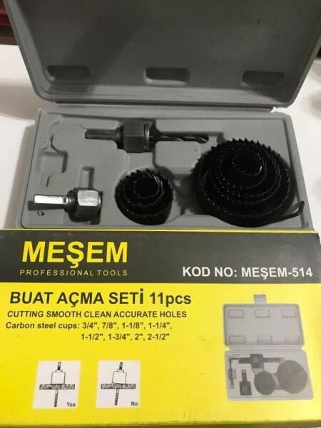 Meşem 514-  Ahşap Alçıpan Kartonpiyer Delme Panç Seti 11 Parça