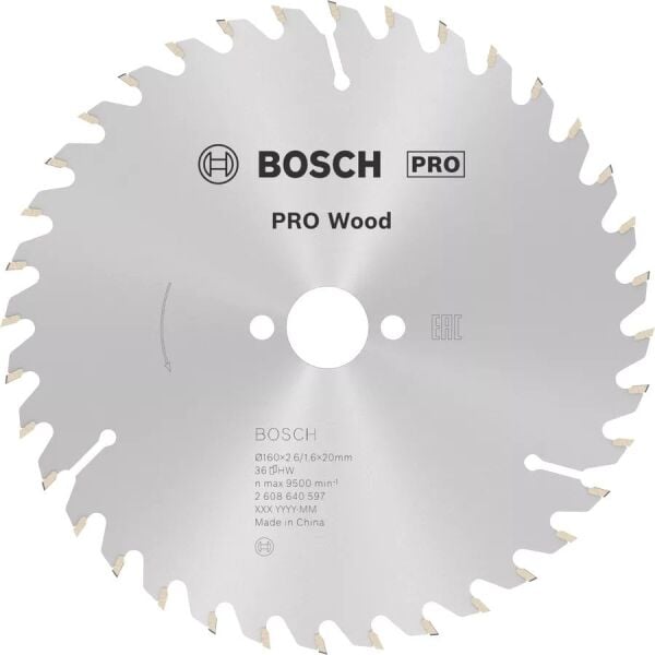 BOSCH 160x20x2,6/1,6 mm 24 Diş PRO Wood Ahşap Elmas Daire Testere Bıçağı