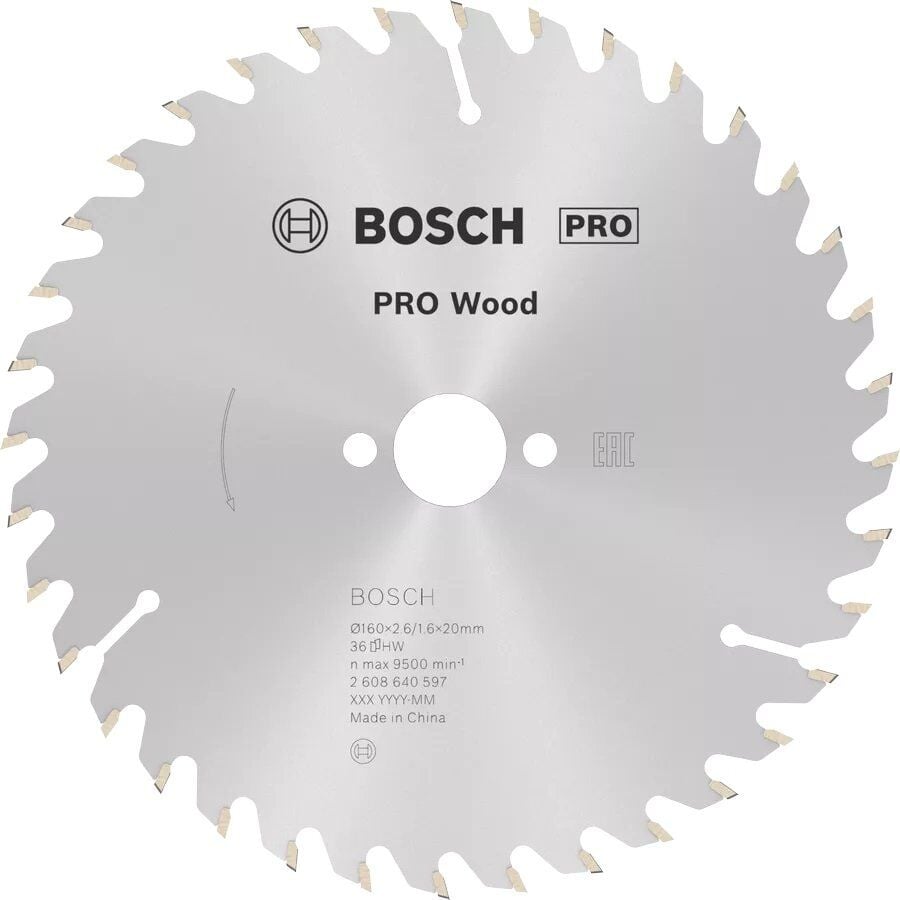 BOSCH 160x20x2,6/1,6 mm 36 Diş PRO Wood  Ahşap Elmas Daire Testere Bıçağı