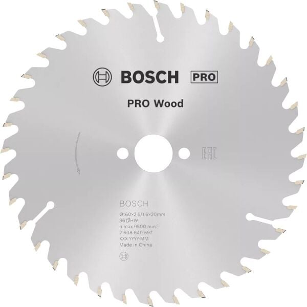 BOSCH 160x20x2,6/1,6 mm 36 Diş PRO Wood  Ahşap Elmas Daire Testere Bıçağı