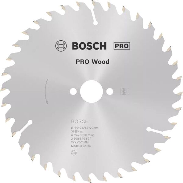 BOSCH 160x20x2,6/1,6 mm 36 Diş PRO Wood  Ahşap Elmas Daire Testere Bıçağı