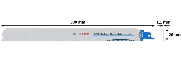 BOSCH PRO S 1237 BEF Metal Kesimi İçin Orta Hizmet Tilki Kuyruğu Testere Ucu 300 mm