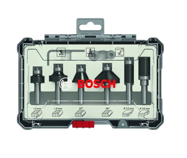 BOSCH 8 mm Saplı Profesyonel Ahşap Freze Bıçak Seti 6 Parça (2607017469)
