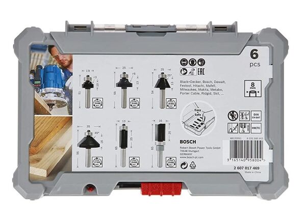 BOSCH 8 mm Saplı Profesyonel Ahşap Freze Bıçak Seti 6 Parça (2607017469)