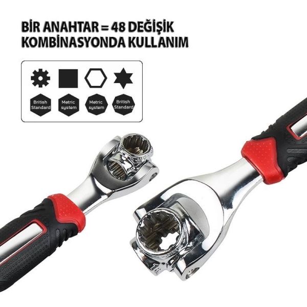 NEXON 360 Derece Oynar Kafalı Lokma Anahtar (5281)