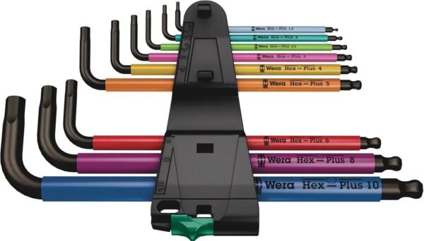 WERA 950/9 SPKL Renkli Top Başlı Uzun Alyan Anahtar Takımı (05022089001)