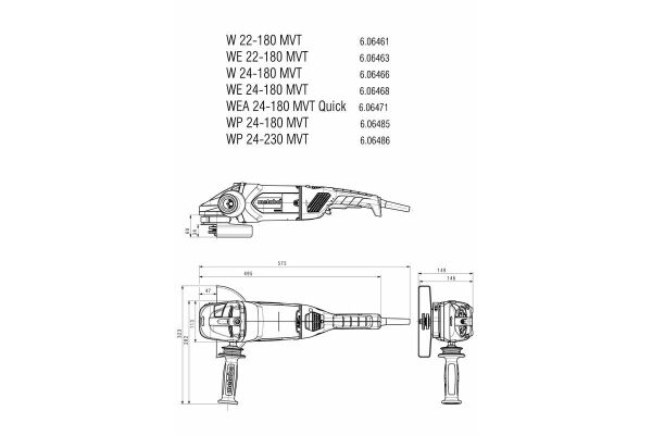 METABO W 22-180 MVT Taşlama 2200 Watt 180 mm