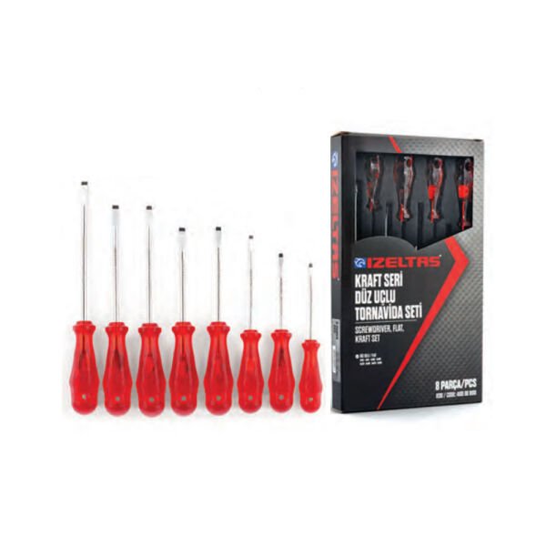 İzeltaş- Kraft Seri Düz Uçlu Tornavida Serisi 8 Parça - 4100008108