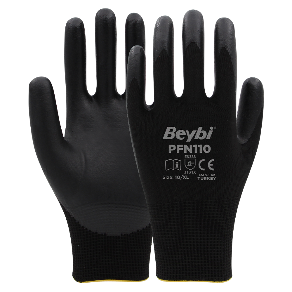BEYBİ PFN110 Siyah 10 Numara Köpük Nitril Eldiven