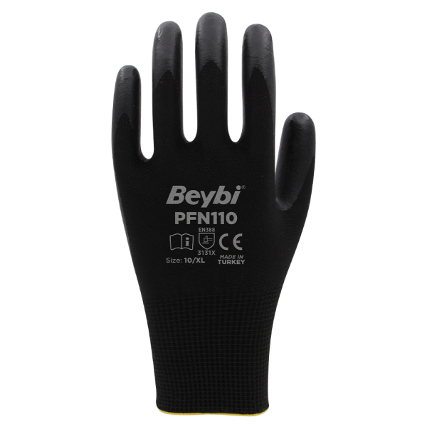 BEYBİ PFN110 Siyah 10 Numara Köpük Nitril Eldiven