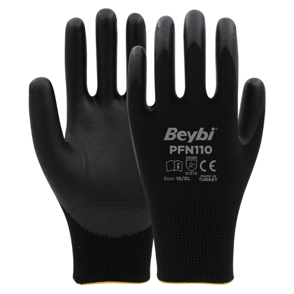 BEYBİ PFN110 Siyah 10 Numara Köpük Nitril Eldiven