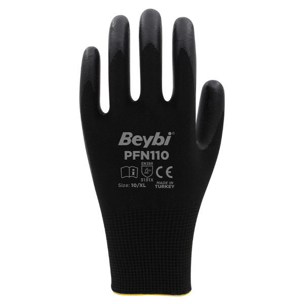 BEYBİ PFN110 Siyah 10 Numara Köpük Nitril Eldiven