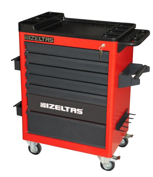 İzeltaş- Garaj Serisi Takım Dolabı 7 Çekmeceli Kırmızı ( Dolu -139 )