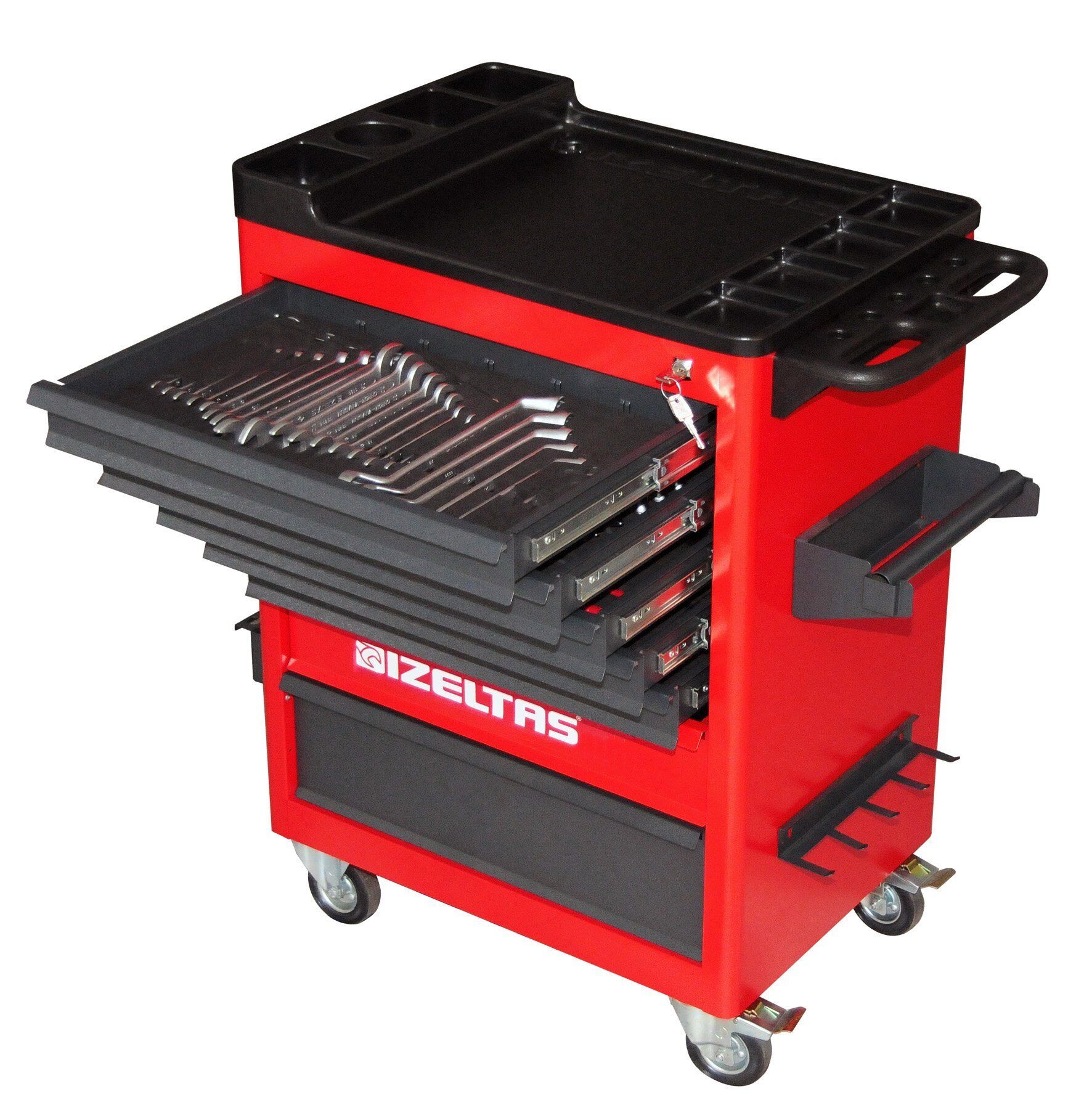 İzeltaş- Garaj Serisi Takım Dolabı 7 Çekmeceli Kırmızı ( Dolu -139 )