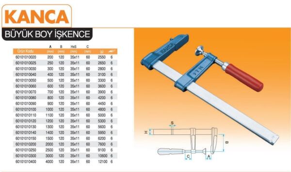 KANCA Marangoz Tip Büyük Boy İşkence (Ölçü Seçiniz)