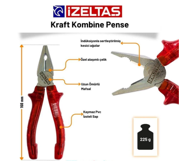 İzeltaş- Kombine Pense Kraft Seri 160 Mm