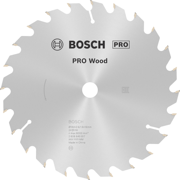 BOSCH Pro Wood 184 mm 24 Diş Ahşap Daire Testere Bıçağı
