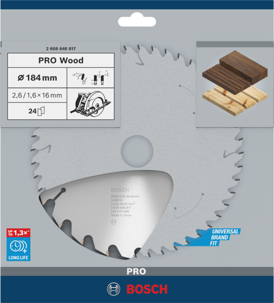 BOSCH Pro Wood 184 mm 24 Diş Ahşap Daire Testere Bıçağı