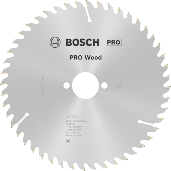 BOSCH Pro Wood 190x30 mm 48 Diş Ahşap Daire Testere Bıçağı