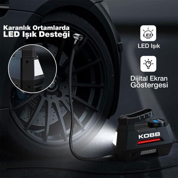KOBB KB180 Dijital Göstergeli Hava Pompası 12 Volt 150 Psi