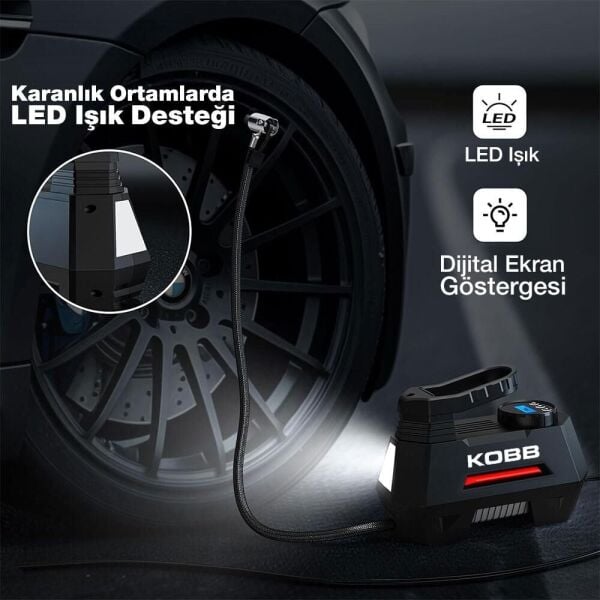 KOBB KB180 Dijital Göstergeli Hava Pompası 12 Volt 150 Psi