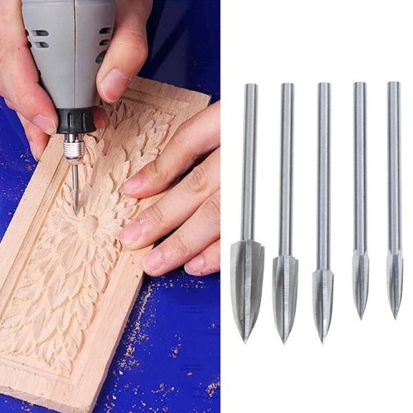 ROX Wood 3 mm Oyma Freze Seti 5 Parça (Dremel Uyumlu)
