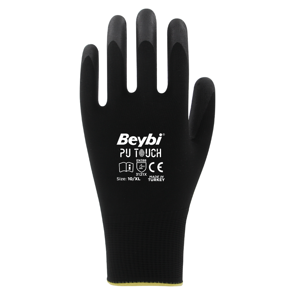 BEYBİ TOUCH 9 Numara Pu Kaplı Siyah İş Eldiveni