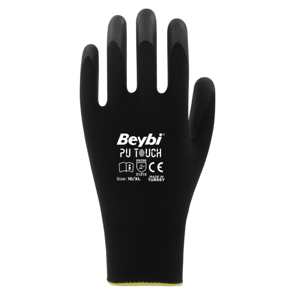BEYBİ TOUCH 9 Numara Pu Kaplı Siyah İş Eldiveni