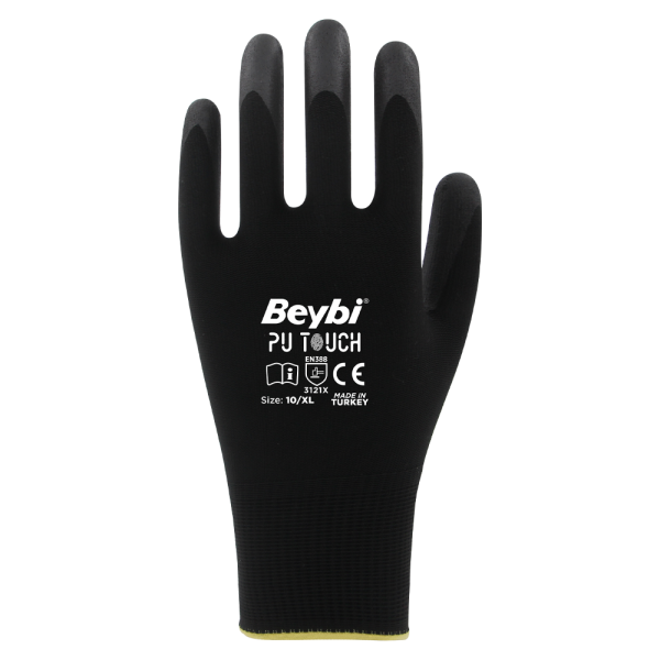 BEYBİ TOUCH 9 Numara Pu Kaplı Siyah İş Eldiveni