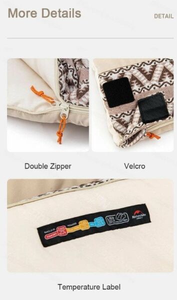 NATUREHIKE L150 Pamuklu Uyku Tulumu (Kristal-Sağ)