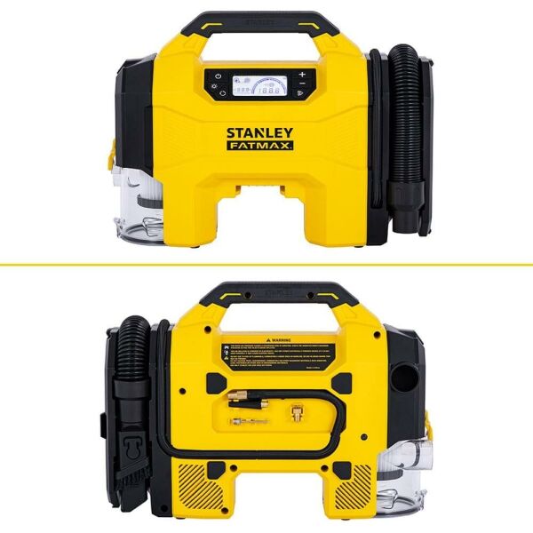 STANLEY SXV02001A Şarjlı Dijital Göstergeli Lastik Yatak Şişirme Pompası + Araç Süpürgesi 160 Psi